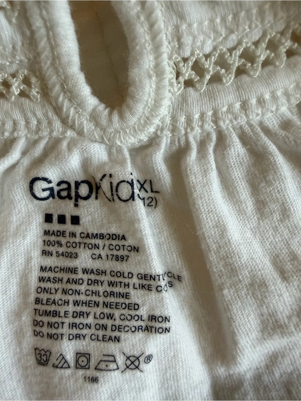 GAP White Smocked Neck Short Sleeve Girls' Top